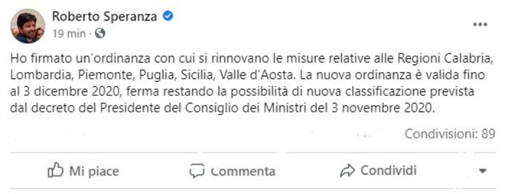 Ministro Speranza post