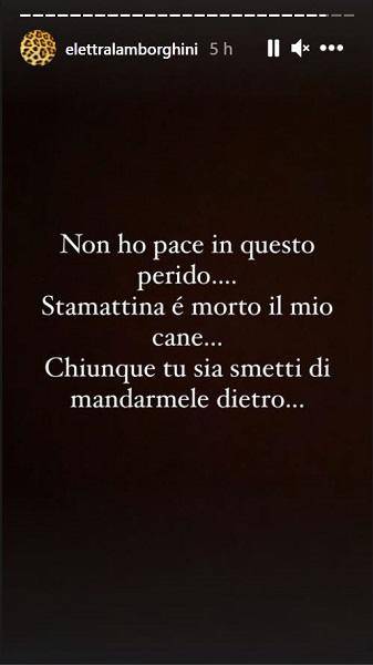 Lutto per Elettra Lamborghini "Non ho pace in questo periodo"