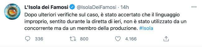 Isola dei famosi: Concorrente squalificato per linguaggio inappropriato? Risponde la produzione