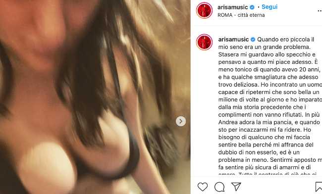 Arisa: nessuna crisi con Andrea e la foto che lascia senza fiato