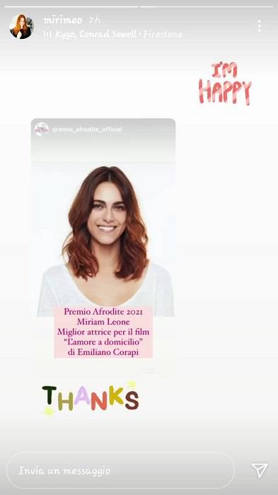 Miriam Leone ha vinto il Premio Afrodite 2021