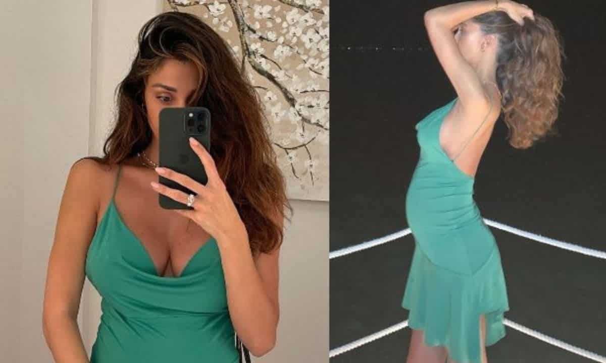 Belen Rodriguez incinta Maldive pancione anello