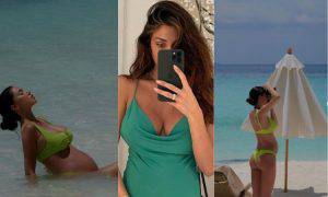 Belen Rodriguez incinta Maldive pancione anello 