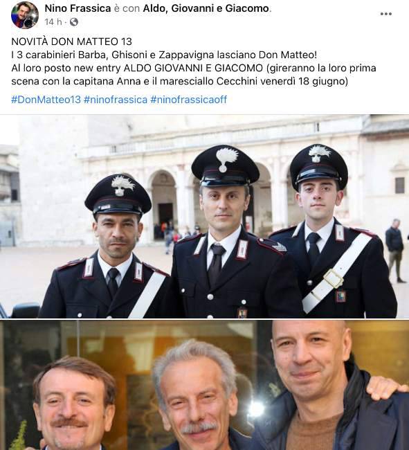 Don Matteo: Nino Frassica shock "Arrivano Aldo, Giovanni e Giacomo"