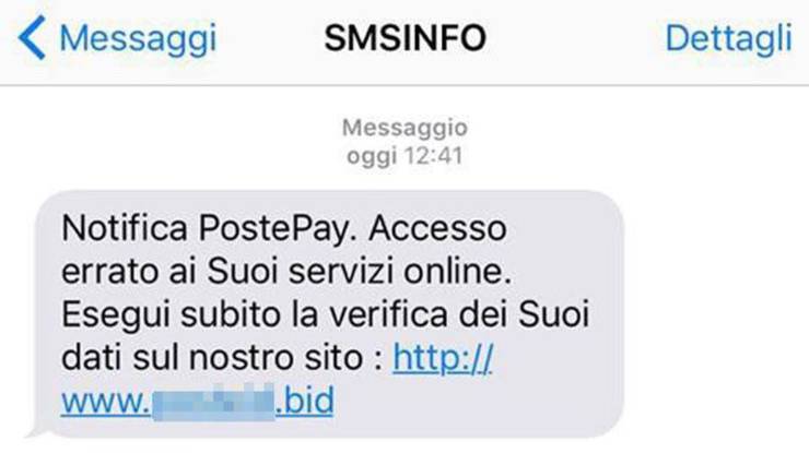 Truffa postepay sms