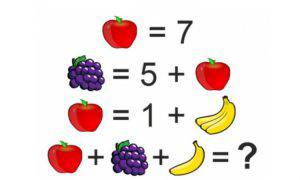 test Rompicapo logico somma frutta