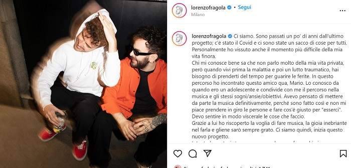 Lorenzo Fragola: il cantante racconta del suo momento “buio”