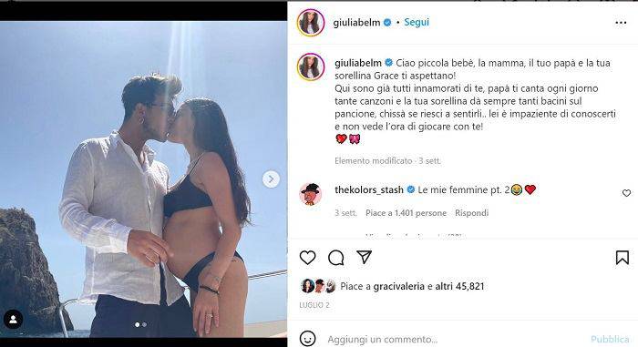 Giulia Belmonte rivela come è cambiata la vita con Stash dopo la nascita di Grace