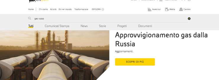 Approvigionamento gas dalla Russia