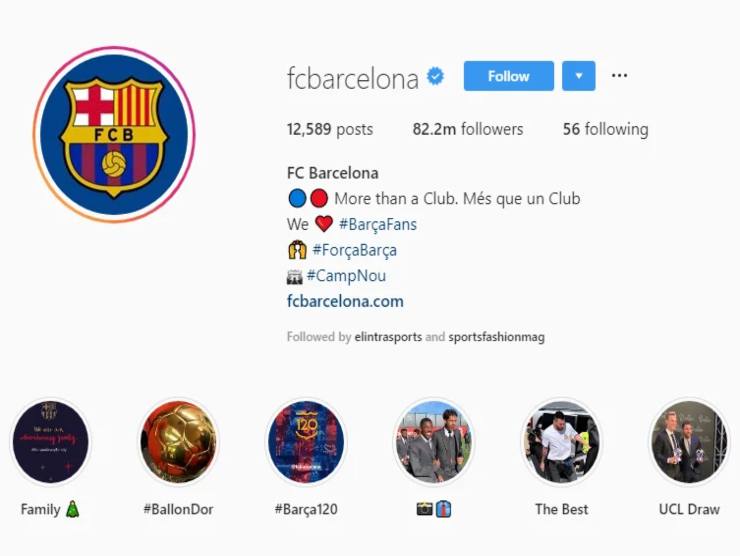 Profilo Instagram FC-Barcelona