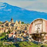 Militello in Val di Catania dall'alto e tondo con fontana barocca