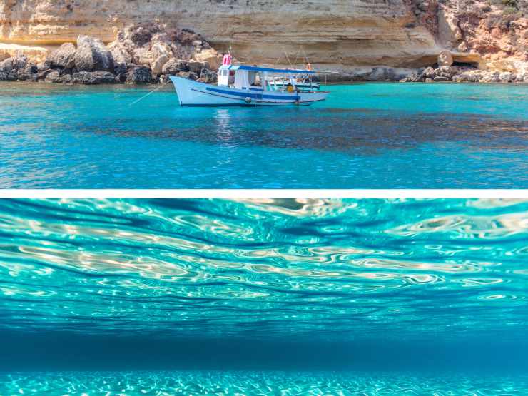 mare e fondale di Linosa