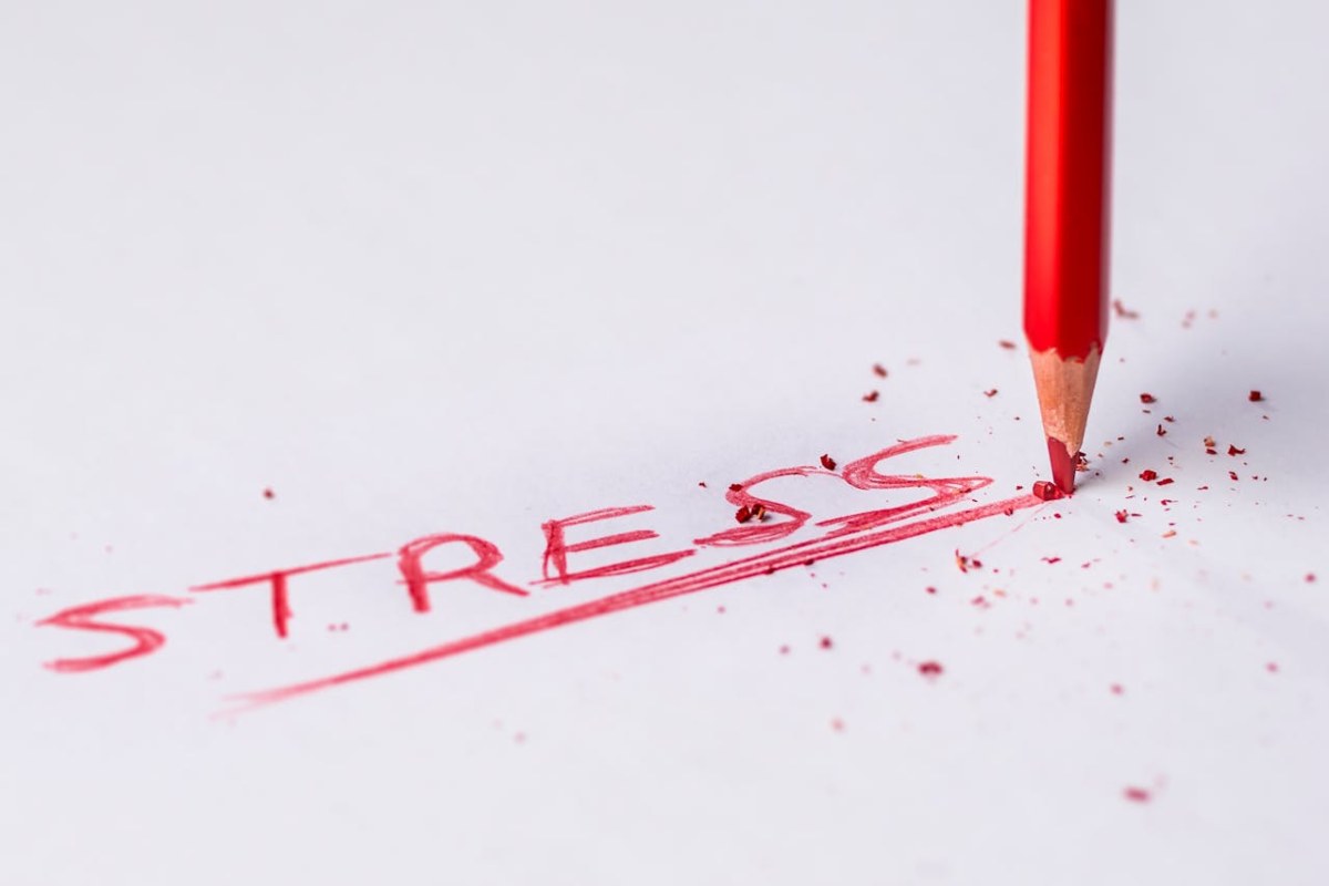 La parola "stress" scritta a matita