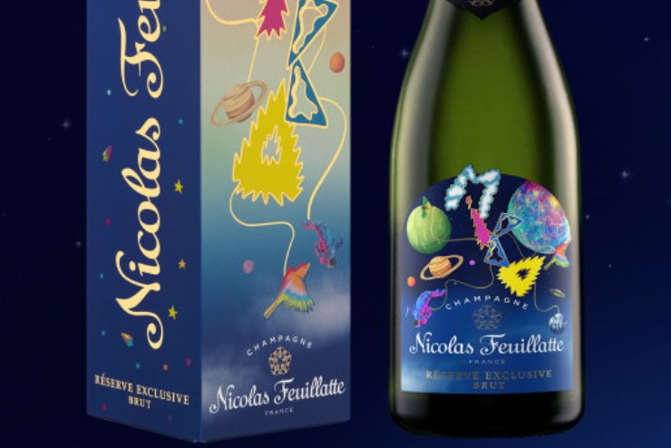 Una foto della bottiglia di champagne di Mika